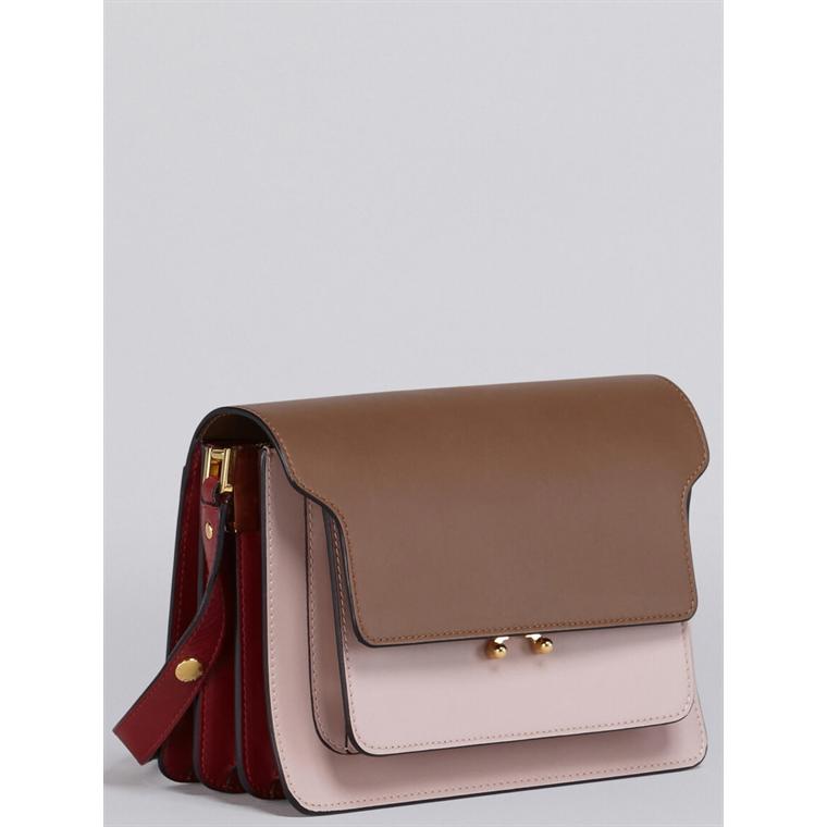 MARNI Medium Trunk Bag, Gold Brown/Quartz/Black Cherry